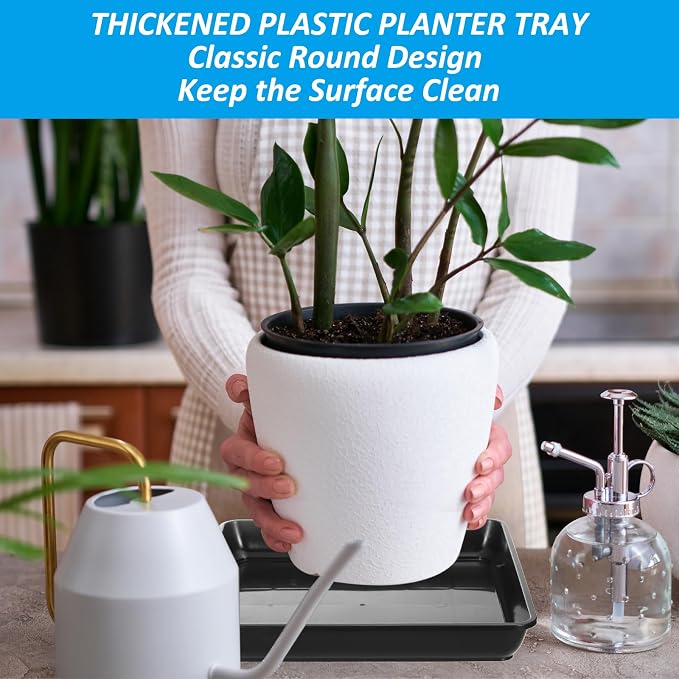 PATIKIL Plant Saucer Tray, 10 Pack 11 Inch Plastic Square Plant Saucer Flower Planter Drip Tray for Indoors Outdoors Patio Balcony, Black