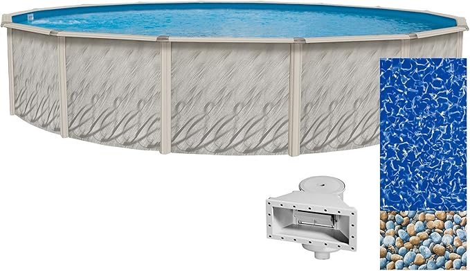 Lake Effect Pools 'Meadows Reprieve' 24' Round Above Ground Swimming Pool | 52" Inch Height | Resin Protected Steel Sided Walls | a Bedrock Overlap Pool Liner and Widemouth Skimmer