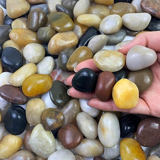 FANTIAN 2 lbs Small Pebbles for Indoor Plants, 0.8-1.2 Inch Decorative River Rocks for Plants, Landscaping, Succulents Potted, Vase, Fish Tank, Stones for Planter and Outdoor Garden Rocks