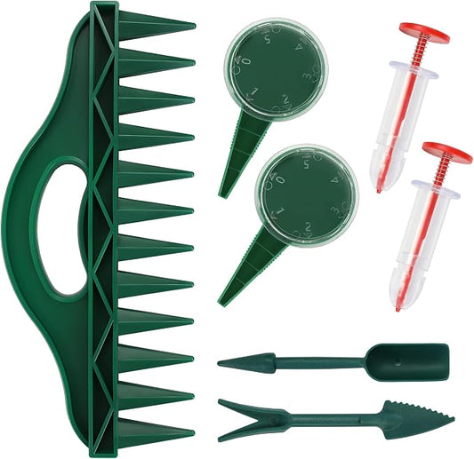 7 Pack Seed Planter Tool, 12-Hole Dibber for Planting, Seed Spreader Tools, Mini Dibber, Transplanter for Balcony Potted Plants, Greenhouse, Flower, Herb and Vegetable Cultivation