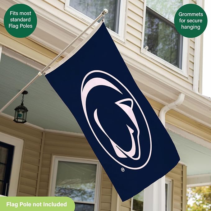 NCAA Penn State Flag with Grommets, 3'x5' Penn State Nittany Lions Outdoor College Flags & Banners for Garden Patio Indoor Wall Décor