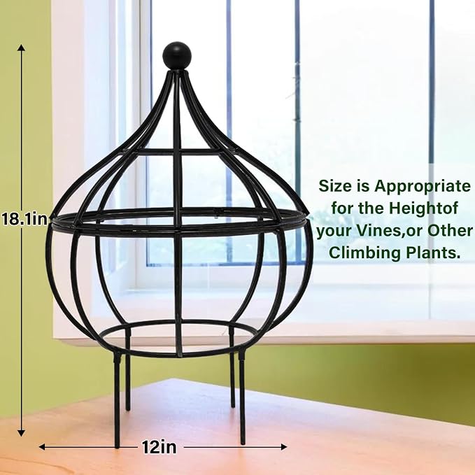 Sturdy Metal Garden Obelisk Trellis for Climbing Plants - 12" x 18.1" Versatile Support for Roses, Topiaries & Houseplants - Easy to Assemble, Durable & Decorative for Indoor/Outdoor Displays