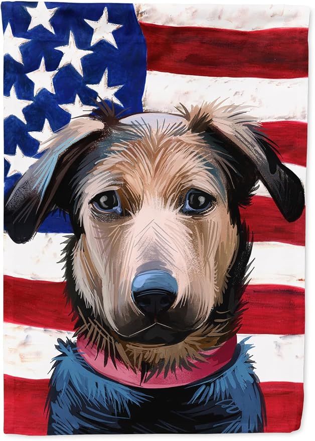 Caroline's Treasures CK6562GF Huntaway Dog American Flag Garden Flag Mailbox Flag Decorative Yard Flag Banner Outside Patio Artwork Yard Flower Beds, Garden Size, Multicolor