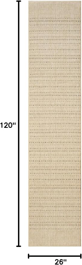 Nourison Home Tulum Taupe 2'2" x 10' Area Rug - Easy Clean, Non Shedding, Bed Room, Living Room, Dining Room, Kitchen (10' Runner)