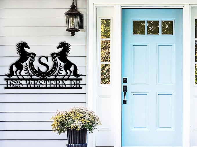 Personalized Horse Metal Address Sign, House Numbers for Outside, Home Address Numbers, Custom Metal House Numbers Sign for Outside, Address Plates for Outside