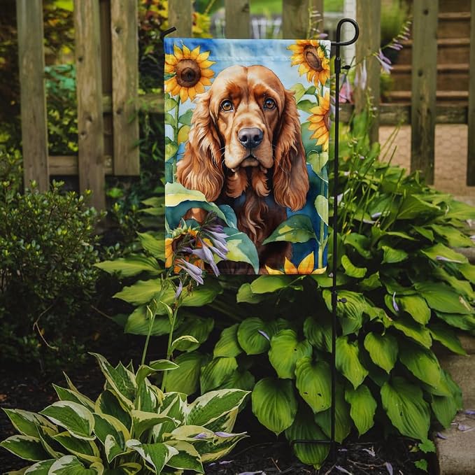 Caroline's Treasures DAC6059GF Cocker Spaniel in Sunflowers Garden Flag Mailbox Flag Decorative Yard Flag Banner Outside Patio Artwork Yard Flower Beds, Garden Size, Multicolor
