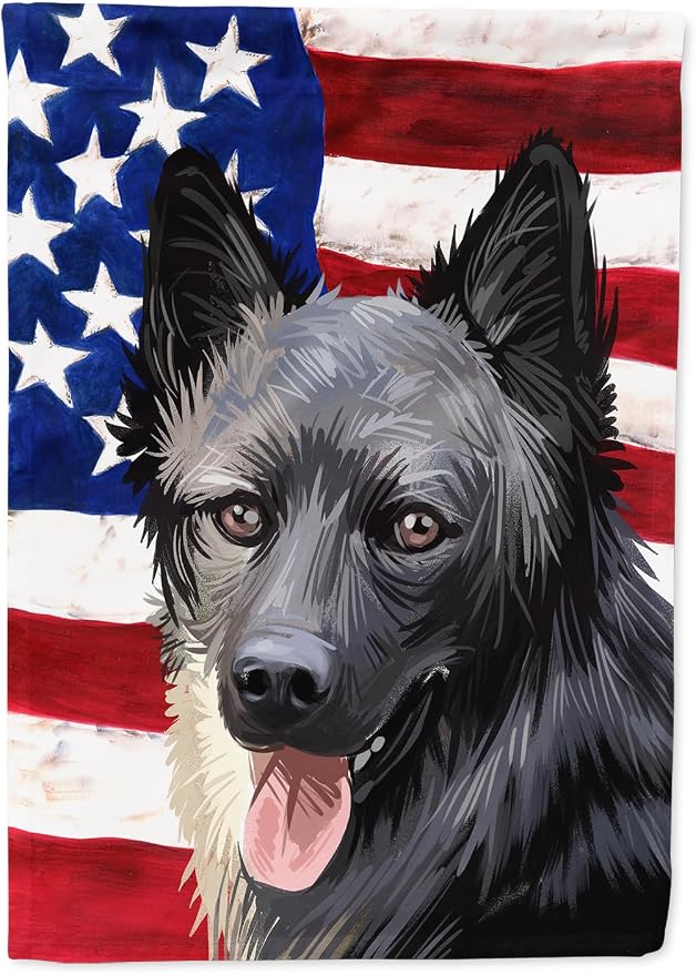 Caroline's Treasures CK6605CHF Lapponian Herder American Flag House Flag Large Porch Sleeve Pole Decorative Outside Yard Banner Artwork Wall Hanging, Polyester, House Size, Multicolor