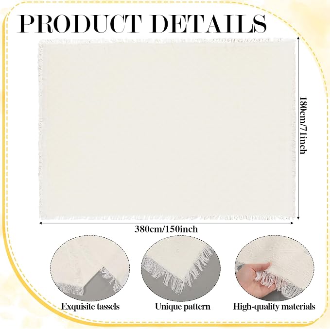 Beeveer 71x150'' Extra Large Outdoor Picnic Blanket with Beige Table Runner 12 Napkins and 12 Beige Floor Pillow Cushions for Picnic Party Camping Wedding Bachelorette Birthday Baby Shower Decor
