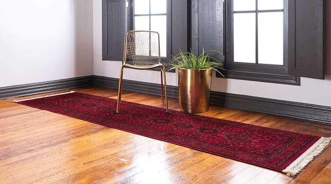 Unique Loom Tekke Collection Area Rug - Sheibani (2' 7" x 10' Runner, Red/ Black)