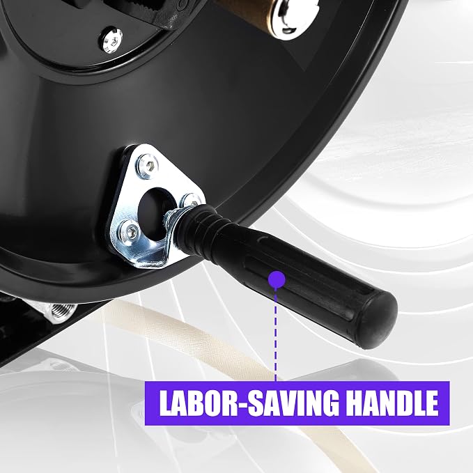 Tool Daily Pressure Washer Hose Reel 150FTx3/8" / 300FTx1/4", 4000 PSI | Heavy Duty Power Washer Hose Reel for Water, Hand Crank Steel Reel with Wall/Floor/Van Mount