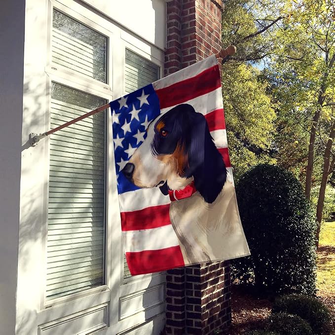 Caroline's Treasures CK6407CHF Ariegeois Dog American Flag House Flag Large Porch Sleeve Pole Decorative Outside Yard Banner Artwork Wall Hanging, Polyester, House Size, Multicolor