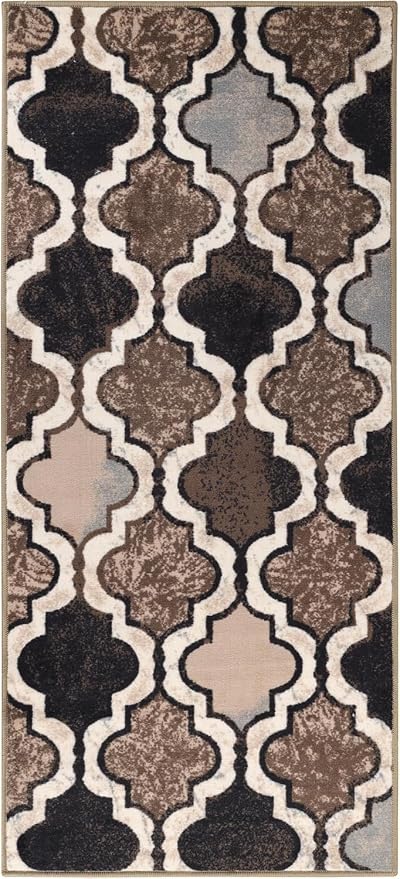 SUPERIOR Indoor Runner Rugs, Modern Area Rug, 2'7"x6', Ivory | Geometric Design Floor Décor, Easy Care High Traffic Areas Living Dining Room, Bedroom, Office, Entryway, Viking Collection