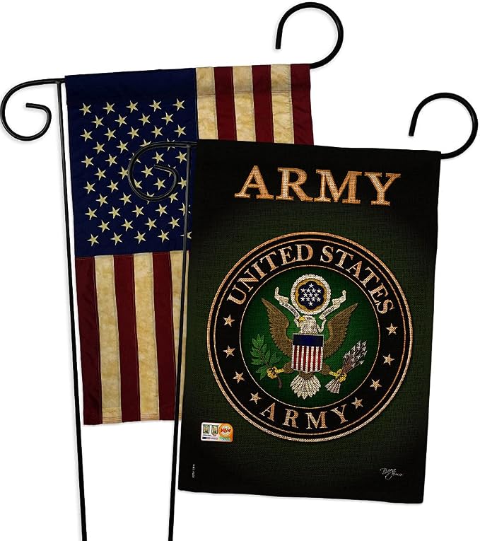 Army Burlap Garden Flag - Pack Armed Forces Rangers United State American Military Veteran Retire Official USA Vintage Applique - House Banner Small Yard Gift Double-Sided Made in 13 X 18.5