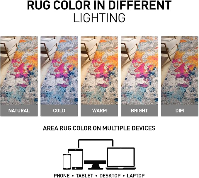 Rugshop Modern Abstract Living Room Non-Shedding Area Rug Multi 7'10" x 10' | Rectangular, Size 7'10" x 10', Bedroom, Dining Room, Home Office, Kitchen, Entryway, Hallway, Nursery, Kids Room, Guest Room