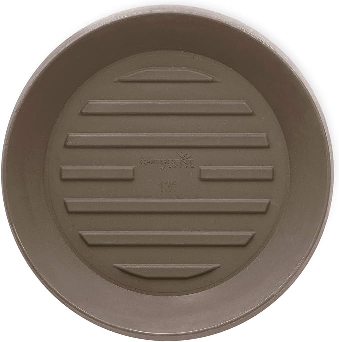 Crescent Garden Universal Round Planter Saucer, Durable Drainage Dish for Plant Pots, Heavy-Duty Plant Dishes Saucer, Indoor & Outdoor Plant Trays - Mocha (15.5 inch Inner, 20 inch Outer Diameter)
