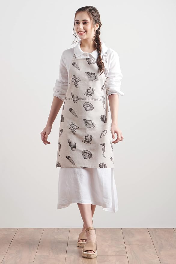 Maison d' Hermine Aprons for women with Pocket 100% Cotton (27.50"x31.50") | Adjustable Neck Strap & long ties Apron Men Chef Wedding Cooking Gardening Server Maid