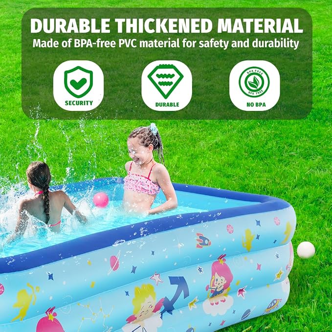 Seasons Inflatable Pool for Kids 58"x40"x20" PVC Thickened Swimming Pool | for Summer Garden & Outdoor Backyard Water Parties