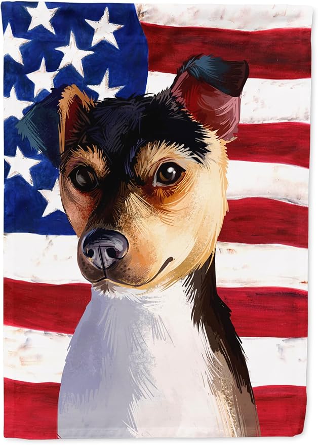 Caroline's Treasures CK6460GF Brazilian Terrier Dog American Flag Garden Flag Mailbox Flag Decorative Yard Flag Banner Outside Patio Artwork Yard Flower Beds, Garden Size, Multicolor