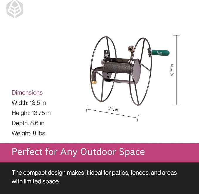 Yard Butler Hose Reel Mounts - Compact and Versatile Garden Hose Holder with Swivel and Mounting Options - Great for Garden Storage, 180 Degree Pivot