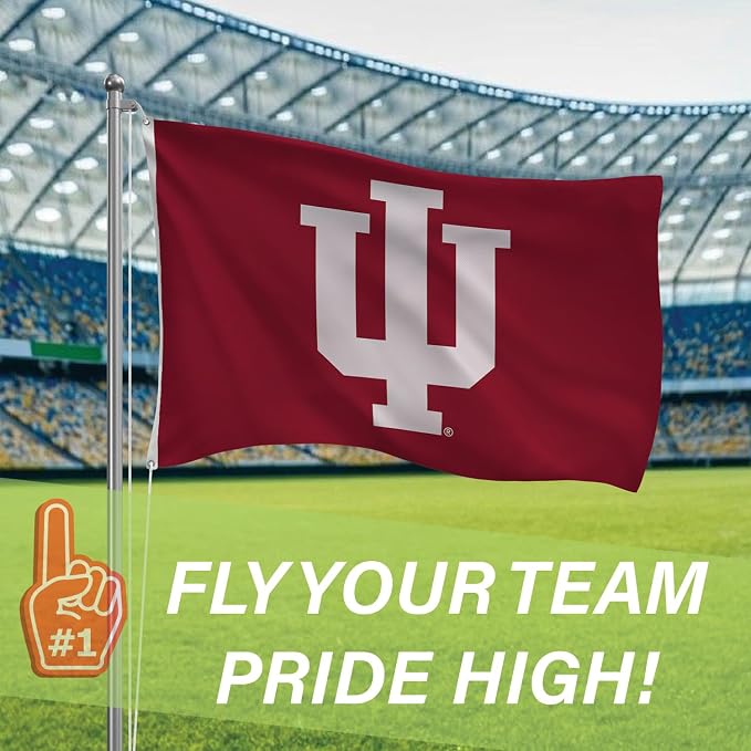 NCAA Indiana University Flag with Grommets, 3'x5' IU The Hoosiers Outdoor College Flags & Banners for Garden Patio, Indoor Decor for Home Apartment Dorm Rooms