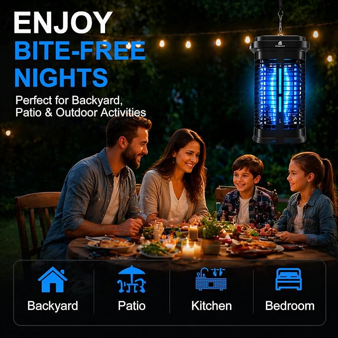 Homesuit Bug Zapper Outdoor 20W, High Powered 4000V Electric Mosquito Zapper with Switch, Waterproof Bug Zappers, Electronic Mosquito Killer, Mosquito Trap for Home Backyard Patio