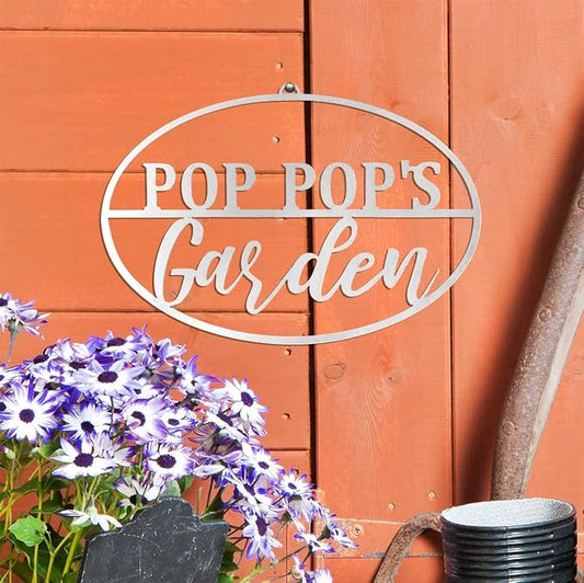 Garden Oval for Him (Pop Pop's) -Garden Signs Decorative Outdoor -Yard gifts for men -Outdoor Signs -Gifts for gardeners men -fathers day yard plaque -Gardening Signs