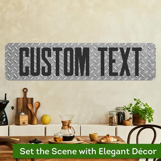 Custom Sign, Custom Street Sign, 11 Font Colors, 13 Font Styles, 4 Hole Options, 22 Sizes, 12x48 Inches, Rust Free DiBound, Fade Resistant, Made in USA by My Sign Center (Diamond Metal)