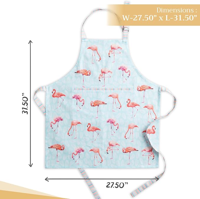 Maison d' Hermine Aprons for women with Pocket 100% Cotton (27.50"x31.50") | Adjustable Neck Strap & long ties Apron Men Chef Wedding Cooking Gardening Server Maid