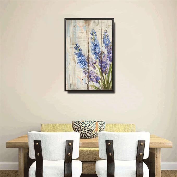 Metal Sign Tin Sign Vintage Rustic Spring Hyacinths Tin Sign for Easy Installation Weather Resistant Design and Vintage Charm Restroom Tin Sign for Restaurant 8×12 Inches with Metal Frame
