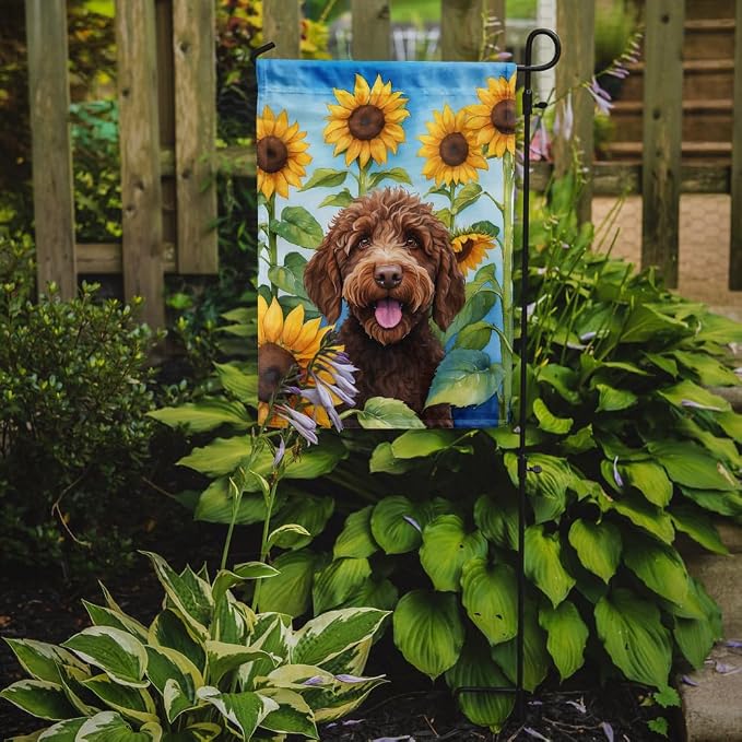 Caroline's Treasures DAC6112GF Labradoodle in Sunflowers Garden Flag Mailbox Flag Decorative Yard Flag Banner Outside Patio Artwork Yard Flower Beds, Garden Size, Multicolor