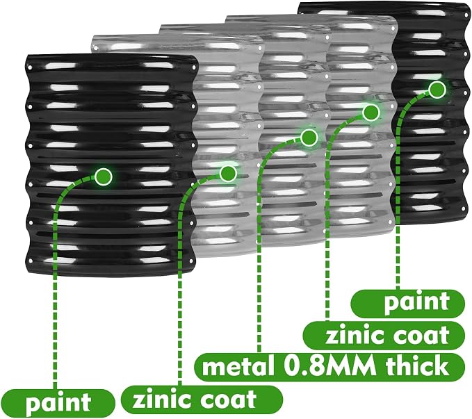 YSEJOMP 17" Tall Round Outdoor Garden Raised Garden Bed Kits-0.8MM Thick Metal Raised Planter Bed/Ground Planter Box for Variety of Flowers,Herbs,Vegetables,Trees (Black, 24 Dia X 16.5 inches)
