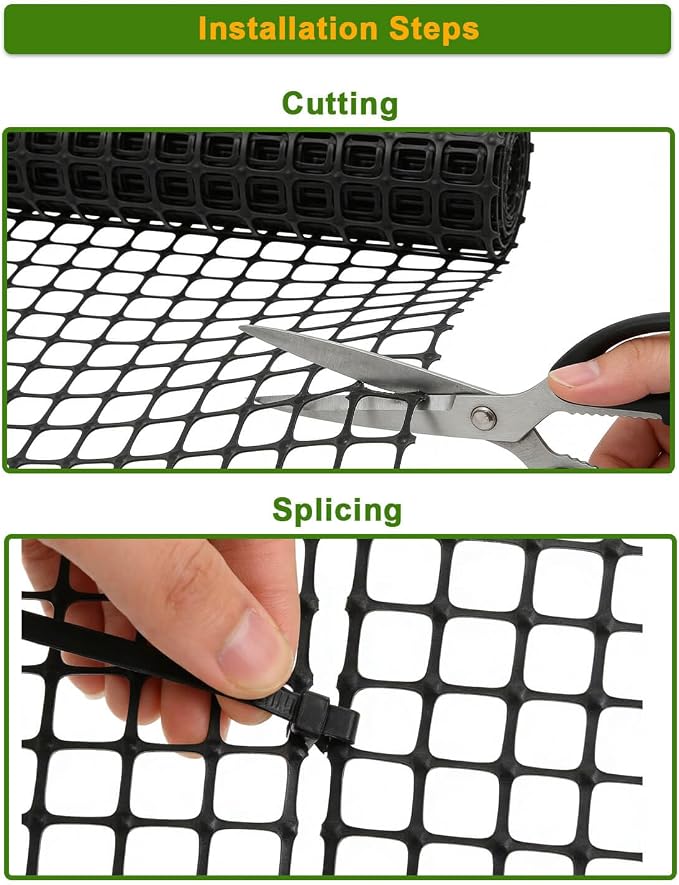 Plastic Chicken Wire Mesh Fence Roll - Black Multi-Use Garden & Poultry Netting, Animal Barrier for Pets, Plants, Patio,Balcony, Snow Fencing & Temporary Indoor and Outdoor Use (16IN * 20FT)