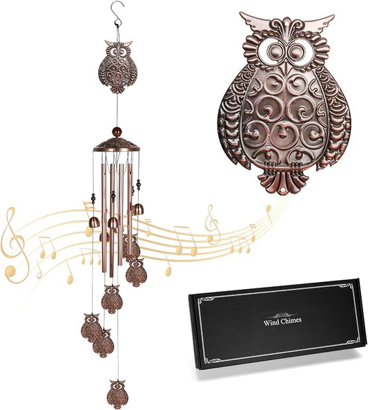 Wise Guardian Owl Wind Chime for Outside - The for Dad, Mother's Day, Family & Siblings, Graduation, Teacher, New Home & Your Garden (39 inches)
