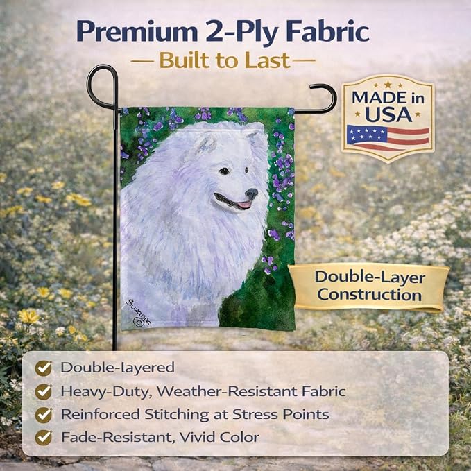 Caroline's Treasures SS8965GF American Eskimo Garden Flag Mailbox Flag Decorative Yard Flag Banner Outside Patio Artwork Yard Flower Beds, Garden Size, Multicolor