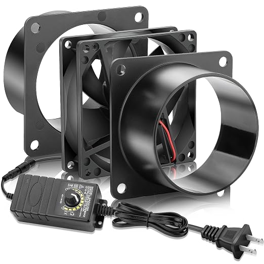 80mm x 25mm 3 Inch Dual Duct DIY Ventilation 12V Exhaust Fan | Dual Ball Bearing, AC Speed Controller for DIY Greenhouse 3D Print Smoke Paint Fume Extractor Project