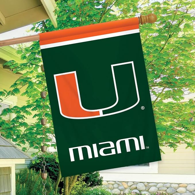 Briarwood Lane House Flag 40x28 For Outdoor Miami Hurricanes NCAA Licensed House Flag