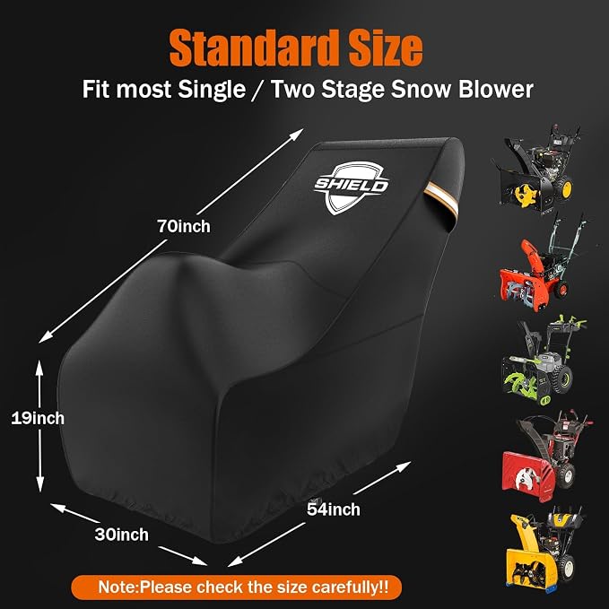 IC ICLOVER Snow Blower Cover, Universal fit Two Stage Snow Thrower Cover, Heavy Duty 600D Polyester Fabric Waterproof, Sun UV Dust Snow Proof, with Drawstring & Windproof Buckles, Outdoor Protection