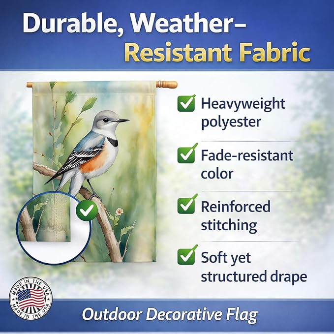 Caroline's Treasures Oklahoma Scissortailed Flycatcher House Flag Large Porch Sleeve Pole Decorative Outside Yard Banner Artwork Wall Hanging, Polyester, House Size, Multicolor