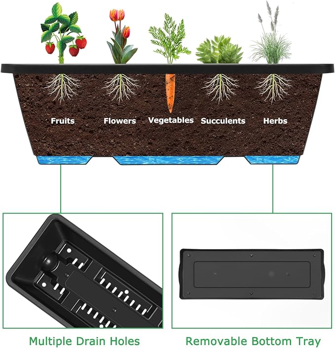 ETELI Vertical Garden Planter 3 Tier Vertical Raised Garden Bed with 6 Garden Planter Boxes Elevated Raised Bed with Drainage Holes Outdoor Standing Garden Planter for Herbs Flowers Vegetables, Black