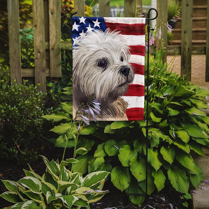 Caroline's Treasures CK6608GF Lowchen American Flag Garden Flag Mailbox Flag Decorative Yard Flag Banner Outside Patio Artwork Yard Flower Beds, Garden Size, Multicolor