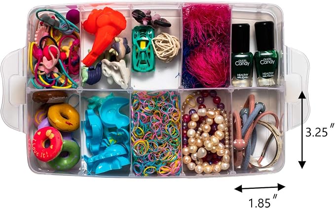 Sooyee 5 Layers Stackable Storage Container Clear 50 Adjustable Compartments, Compatible with Small Toys Arts and Crafts Piping Tips Hardware Storage Organizer