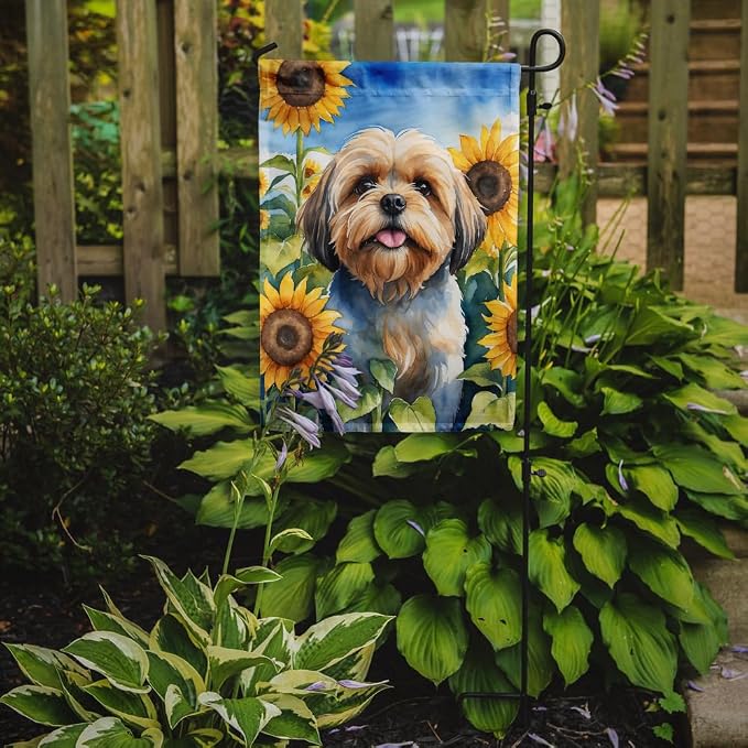 Caroline's Treasures DAC6116GF Lhasa Apso in Sunflowers Garden Flag Mailbox Flag Decorative Yard Flag Banner Outside Patio Artwork Yard Flower Beds, Garden Size, Multicolor
