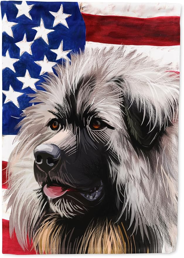 Caroline's Treasures CK6689CHF Sarplaninac Dog American Flag House Flag Large Porch Sleeve Pole Decorative Outside Yard Banner Artwork Wall Hanging, Polyester, House Size, Multicolor