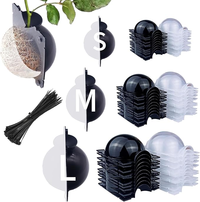 10 PCS Air Layering Propagation Kit -Thicker Version with Reusable Half Transparent Plant Rooting Propagation Ball & Plastic Twist Ties - Plant Grafting Rooting Grow Ball(Size: Large)