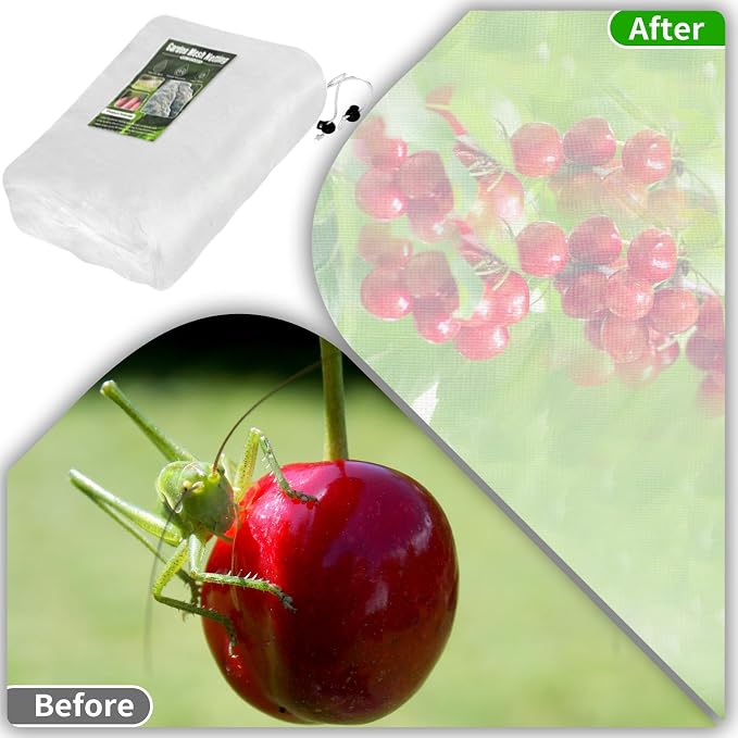 KEOHOLI Large 2 Packs Fruit Tree Netting Bags with Zipper and Drawstring, Insect Bird Barrier Netting Plant Covers for Fruit Vegetable Trees, Bushes,Flower in Garden (10 * 10ft)