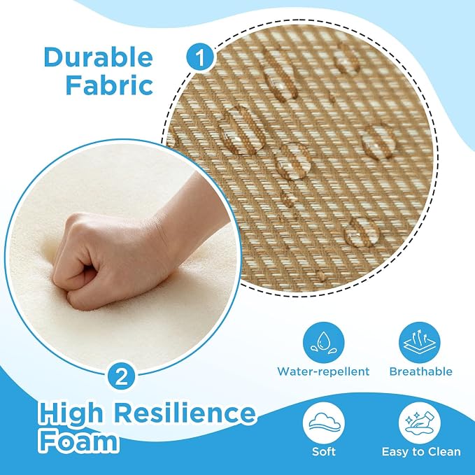 Outdoor Patio Chair Cushions 44x21x3.5 inch, Set of 2 Thicken Comfy Cushions for Rocker Non Slip Fade Shield Water Repellent High Back with Ties, Yellow Weave Pattern