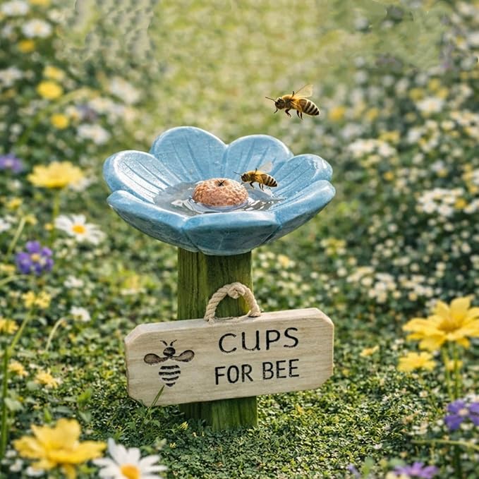 Bee Watering Station for Garden 1-Pack, Flower Bee Water Feeder, Ground Stake Pollinator Watering Station for Yard, Flower Bed, Planter