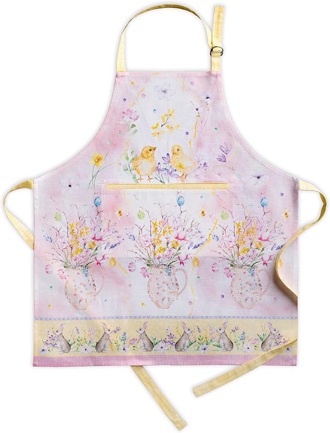 Maison d' Hermine Aprons for women with Pocket 100% Cotton (27.50"x31.50") | Adjustable Neck Strap & long ties Apron Men Chef Wedding Cooking Gardening Server Maid