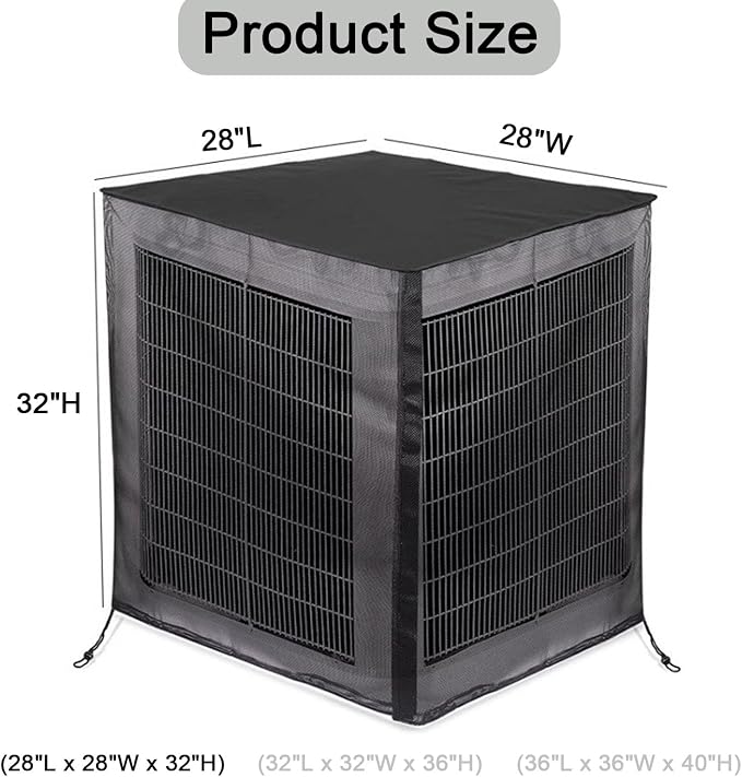 Air Conditioner Covers for Outside with 600D Detachable Breathable Waterproof Top, Winter AC Unit Covers Outdoor Against Cottonwood, Leaves, Snow (28"L x 28"W x 32"H)