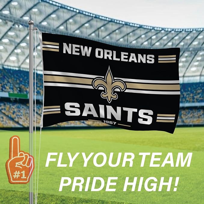 NFL New Orleans Saints Vintage Flag | 3 x 5 Estate Flag with Grommets | Heavy Duty Banner for Outdoor Garden Patio Decoration | Indoor Wall Decor for Room | Works with Flagpoles for Outside House (New Orleans Saints-Vintage)